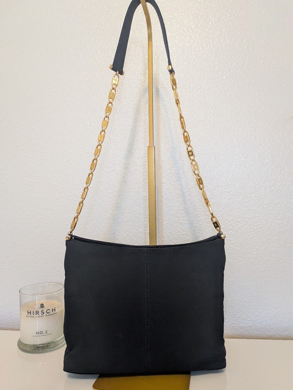 Poloma Picasso Black Long Drop Gold Chain Shoulder Bag Euc